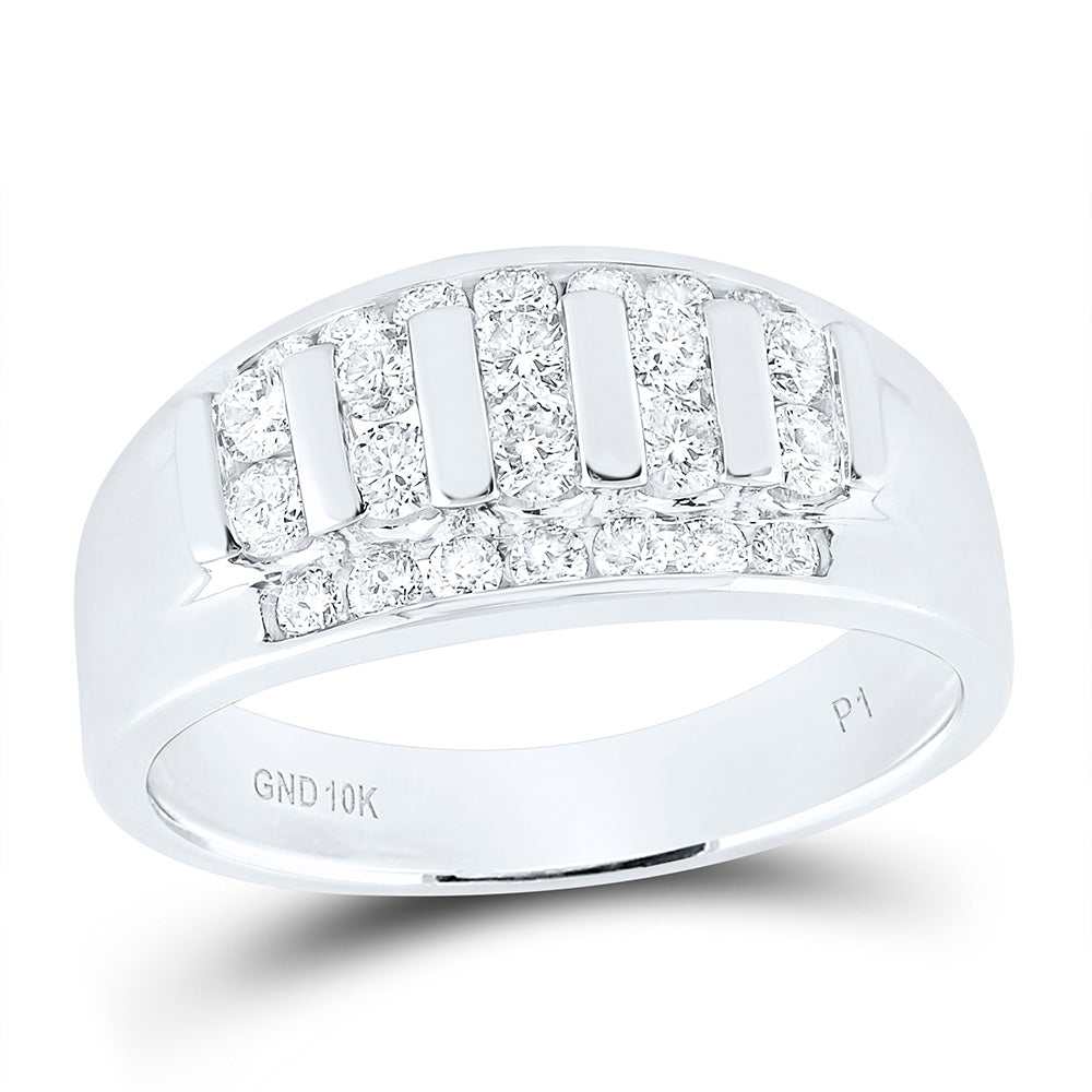 10kt Yellow Gold Mens Round Diamond Wedding Channel Set Band Ring 1 Cttw