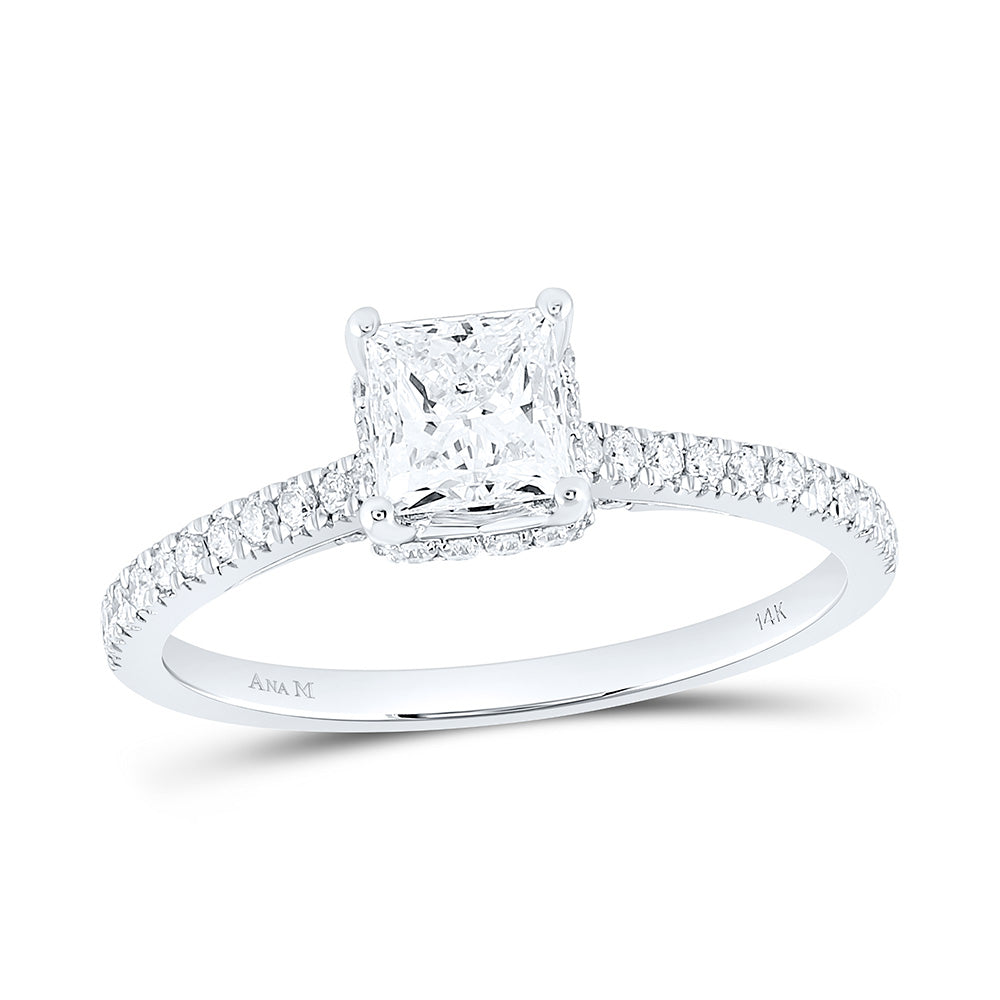 14kt White Gold Princess Diamond Solitaire Bridal Wedding Engagement Ring 1 Cttw