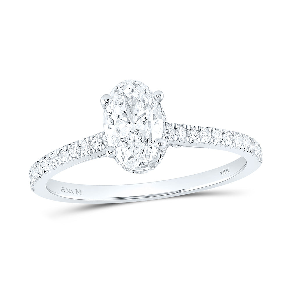 14kt White Gold Oval Diamond Solitaire Bridal Wedding Engagement Ring 1 Cttw
