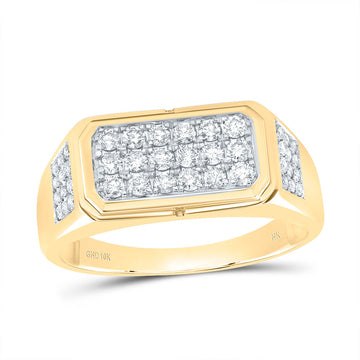 10kt Yellow Gold Mens Round Diamond Band Ring 1 Cttw
