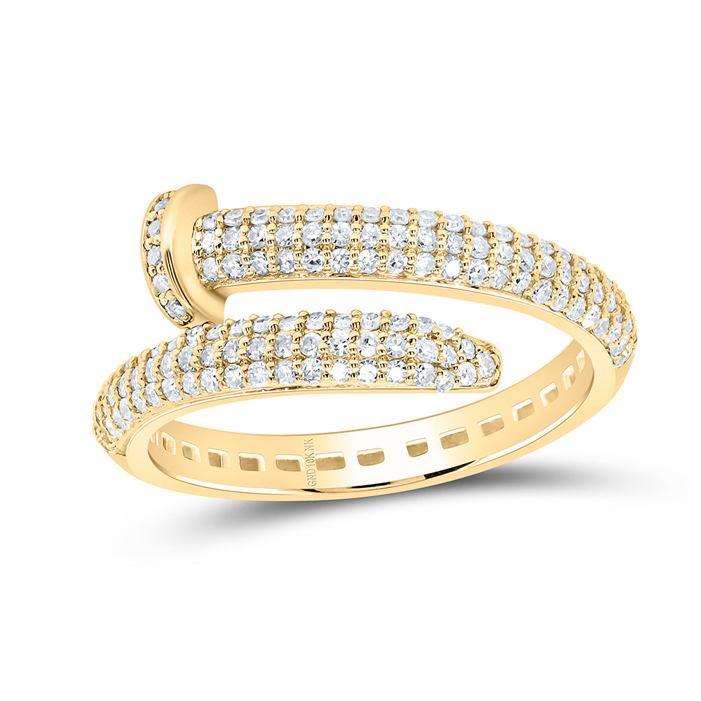 10kt Yellow Gold Womens Round Diamond Spiral Band Ring 1/2 Cttw