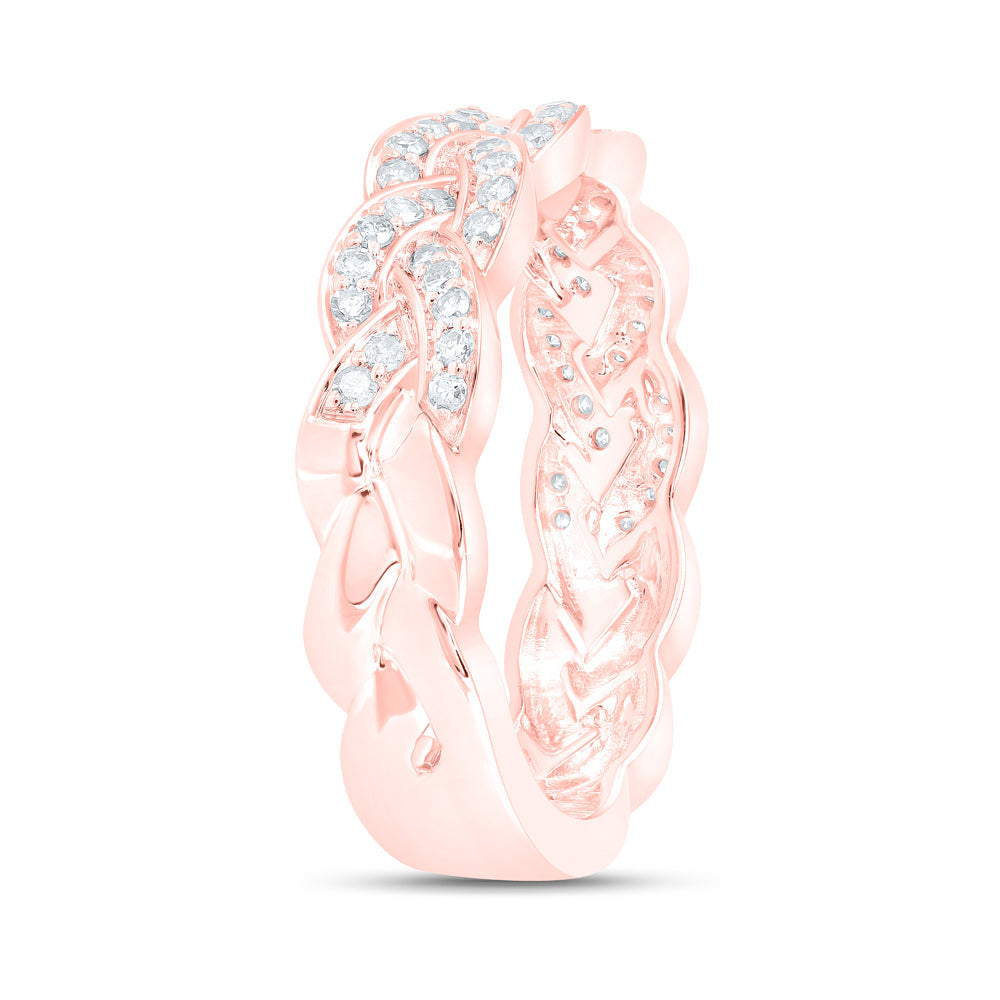 10kt Rose Gold Womens Round Diamond Braid Band Ring 1/3 Cttw