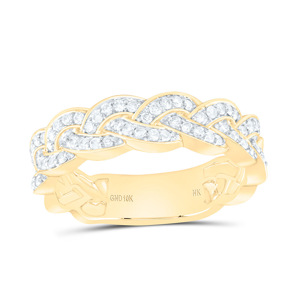 10kt Yellow Gold Womens Round Diamond Braid Band Ring 1/3 Cttw