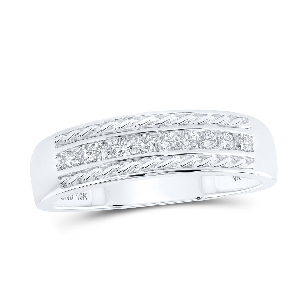 10kt White Gold His Hers Princess Diamond Square Matching Wedding Set 3/4 Cttw