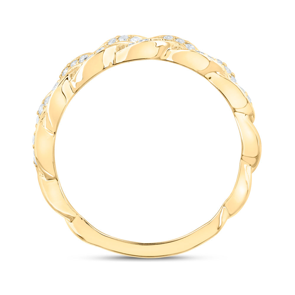 10kt Yellow Gold Womens Round Diamond Braid Band Ring 1/3 Cttw