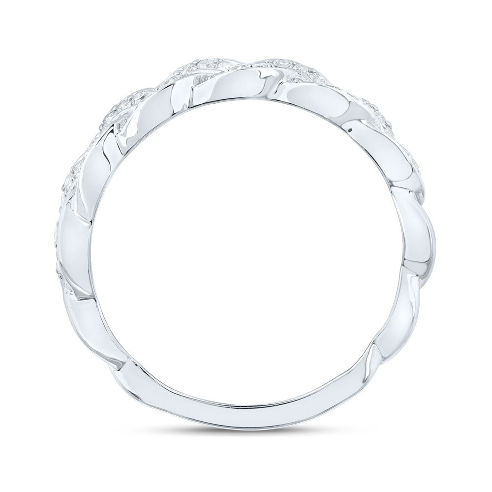 10kt White Gold Womens Round Diamond Braid Band Ring 1/3 Cttw
