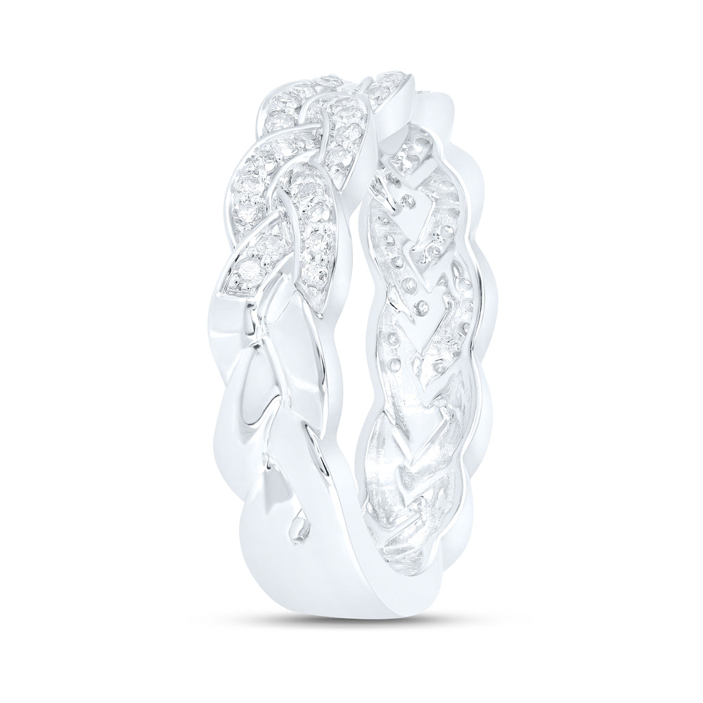 10kt White Gold Womens Round Diamond Braid Band Ring 1/3 Cttw