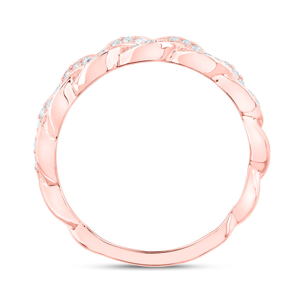 10kt Rose Gold Womens Round Diamond Braid Band Ring 1/3 Cttw