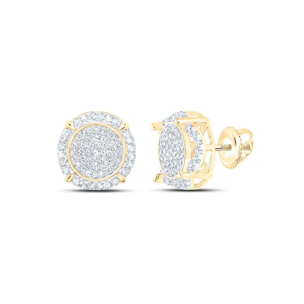 10kt Yellow Gold Womens Round Diamond Cluster Earrings 1/2 Cttw