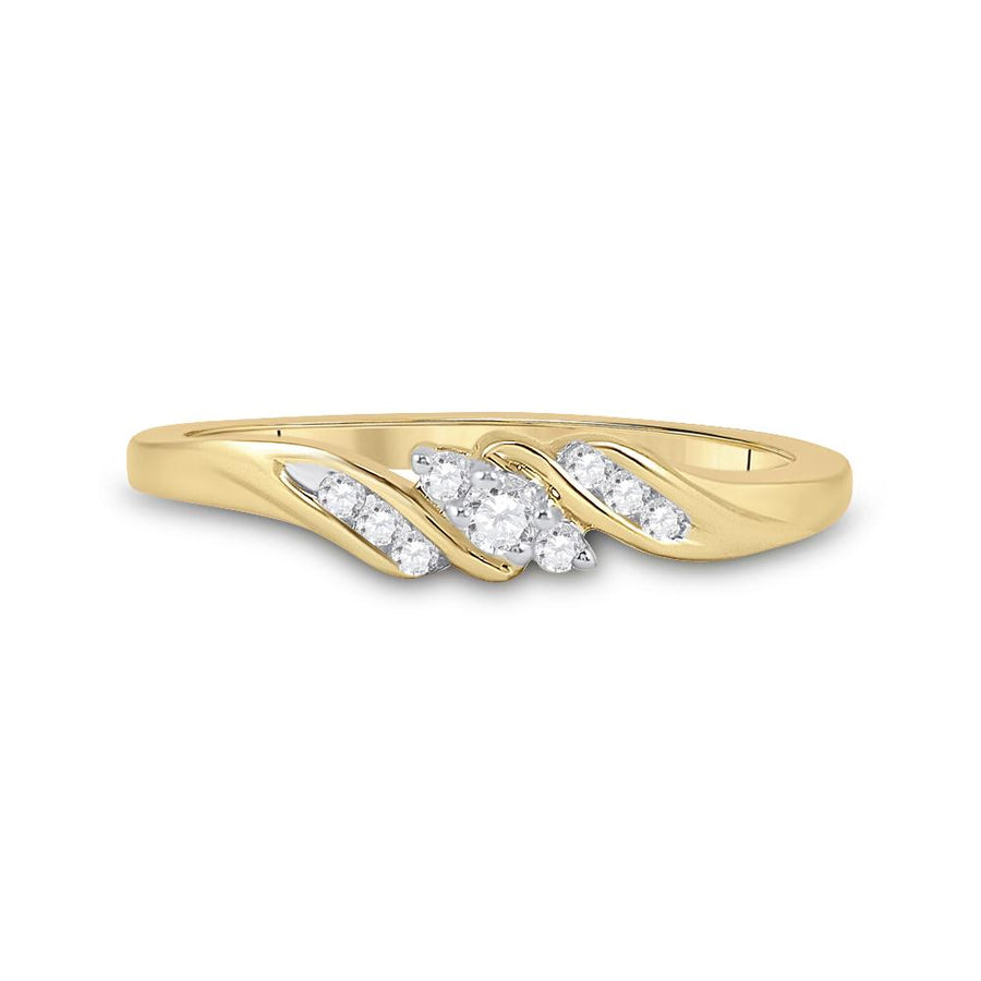 10kt Yellow Gold Womens Round Diamond 3-stone Promise Ring 1/10 Cttw
