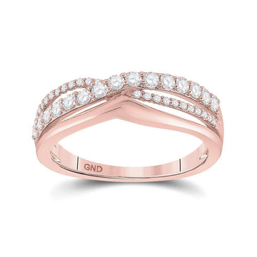 10kt Rose Gold Womens Round Diamond Band Ring 1/2 Cttw