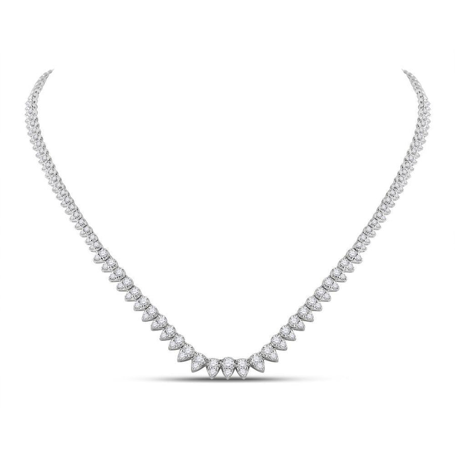 14kt White Gold Womens Round Diamond Teardrop Pear Link Necklace 4-1/3 Cttw