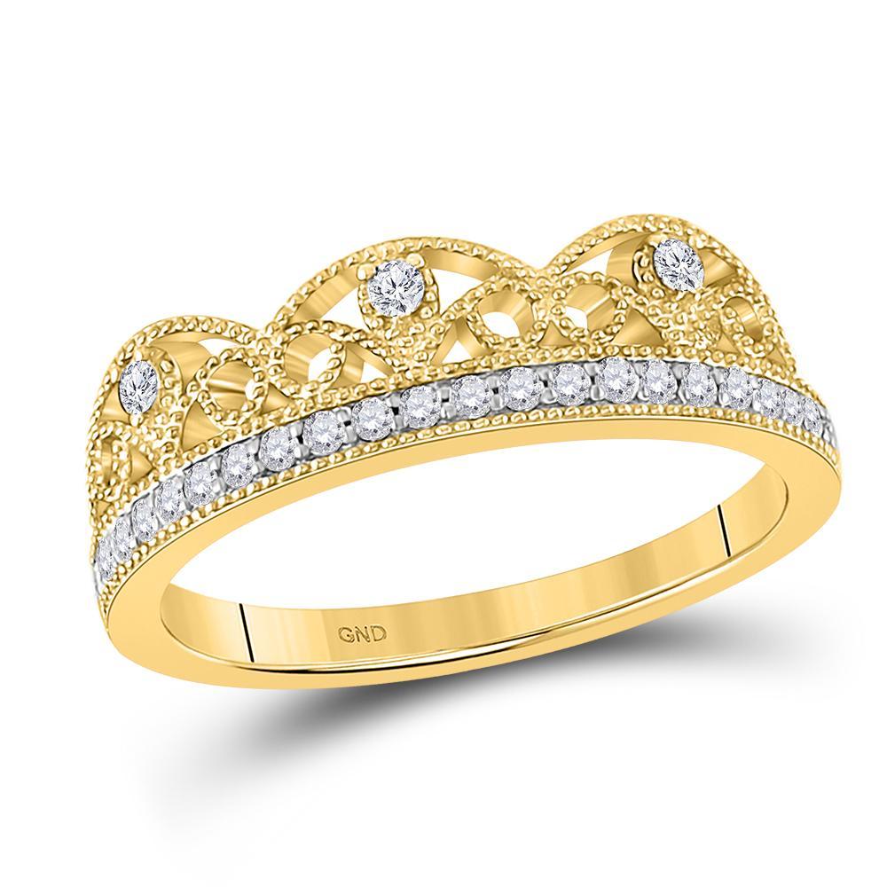 10kt Yellow Gold Womens Round Diamond Band Ring 1/5 Cttw