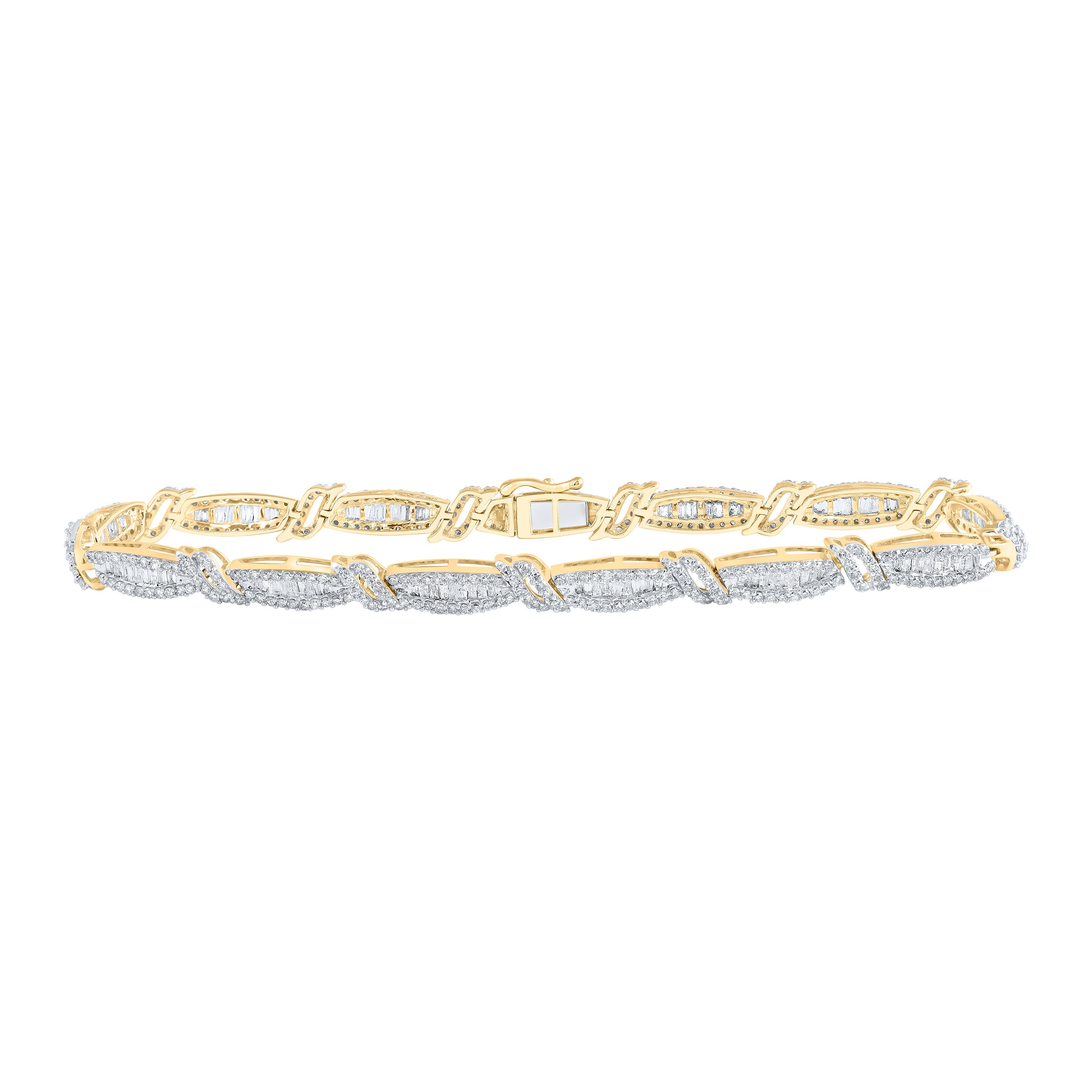 10kt Yellow Gold Mens Round Diamond 8.5-inch Link Bracelet 4-3/8 Cttw