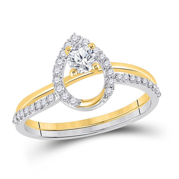 10kt Two-tone Gold Round Diamond Bridal Wedding Ring Band Set 1/2 Cttw
