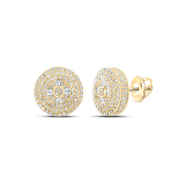 10kt Yellow Gold Baguette Diamond Circle Earrings 1 Cttw