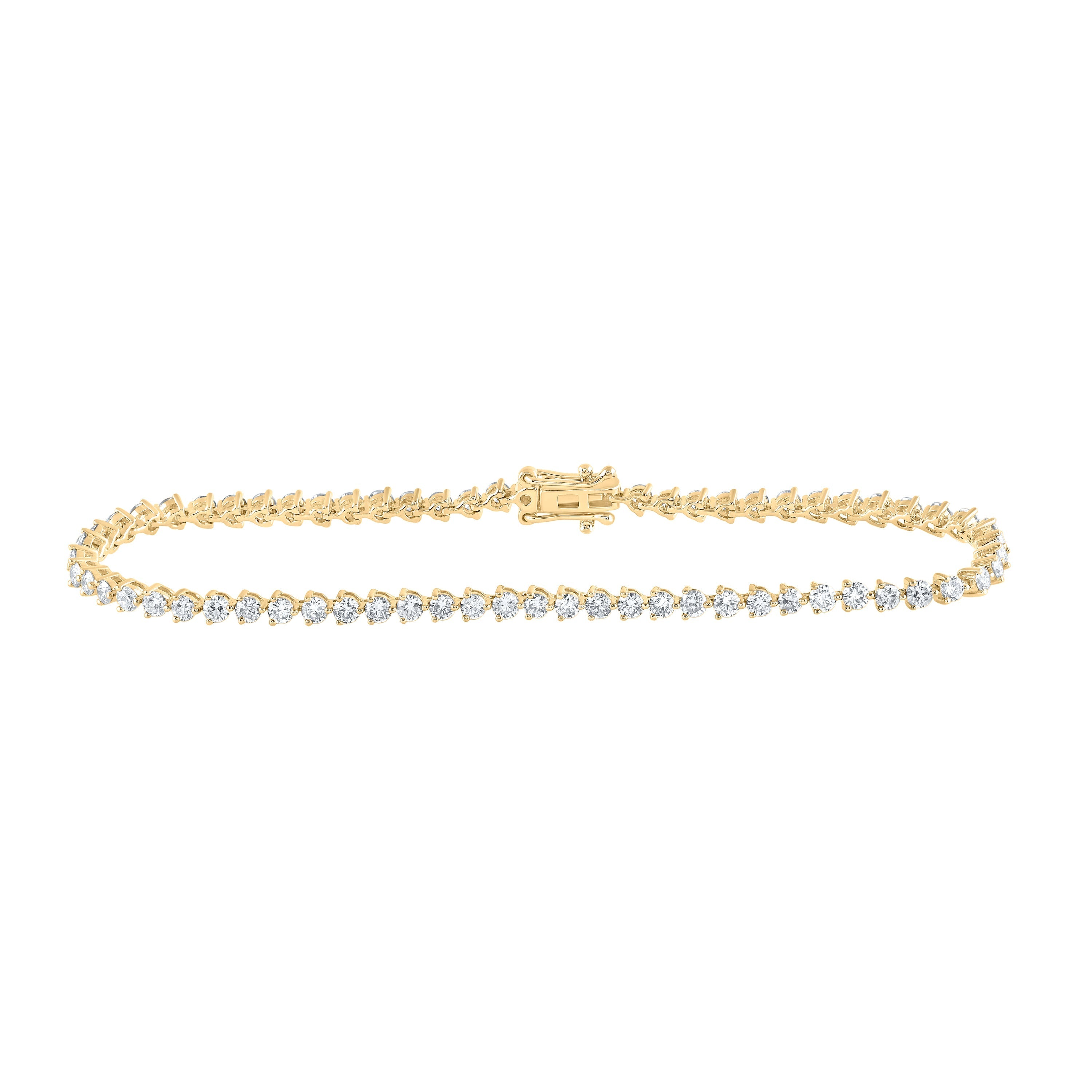 14kt Yellow Gold Womens Round Diamond Single Row Tennis Bracelet 2-3/4 Cttw
