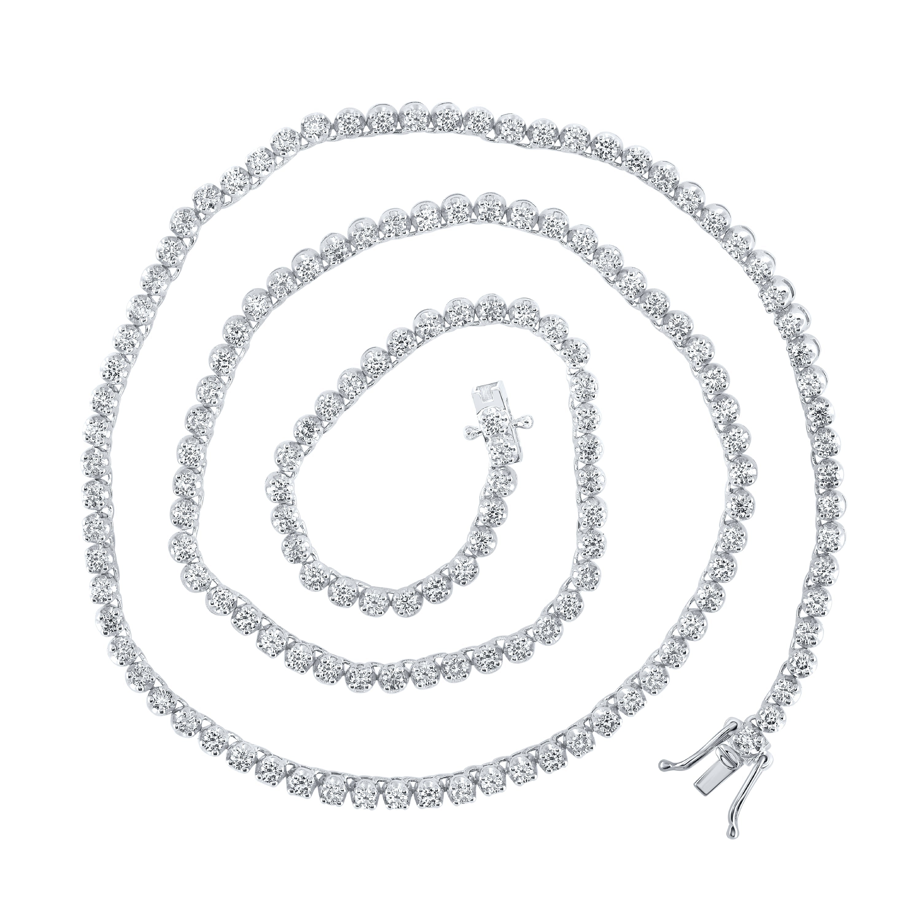 14kt White Gold Mens Round Diamond 20-inch Single Row Tennis Chain Necklace 8-5/8 Cttw