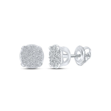 Sterling Silver Womens Round Diamond Cluster Earrings 1/6 Cttw
