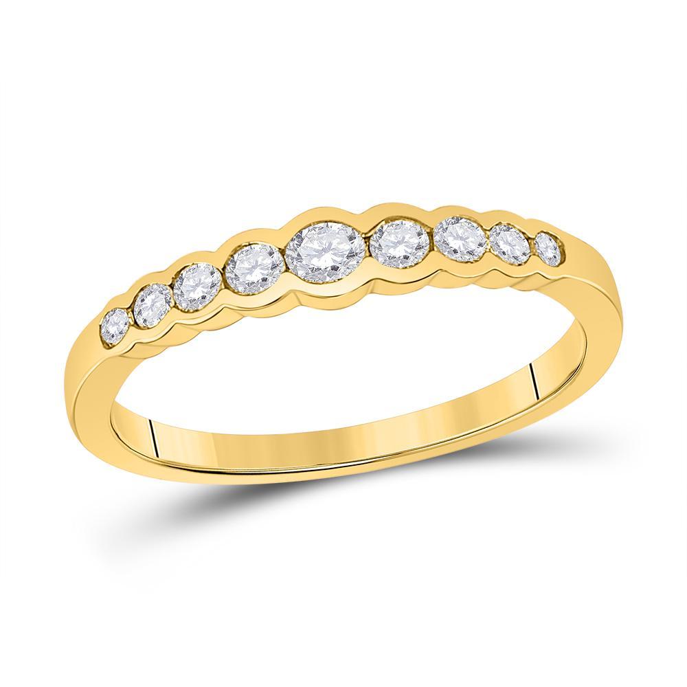 10kt Yellow Gold Womens Round Diamond Stackable Band Ring 1/3 Cttw