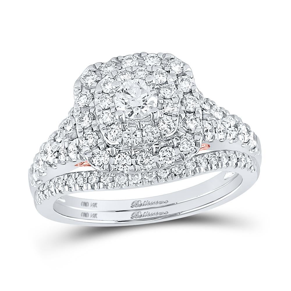 14kt Two-tone Gold Round Diamond Bridal Wedding Ring Band Set 1 Cttw