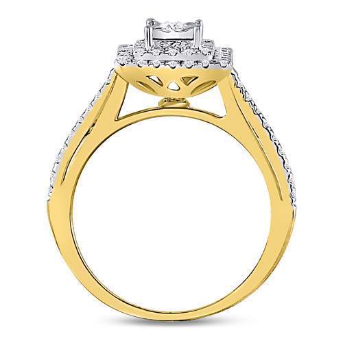 10kt Yellow Gold Round Diamond Square Bridal Wedding Engagement Ring 1/2 Cttw