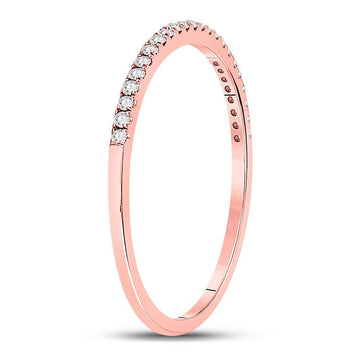 10kt Rose Gold Womens Round Diamond Timeless Stackable Band Ring 1/8 Cttw