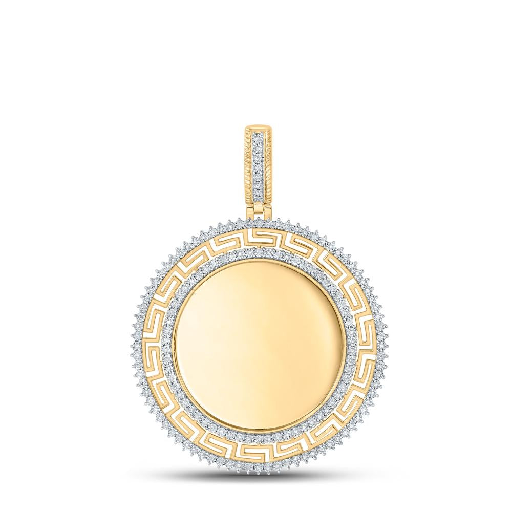 10kt Yellow Gold Mens Round Diamond Memory Circle Charm Pendant 1/2 Cttw