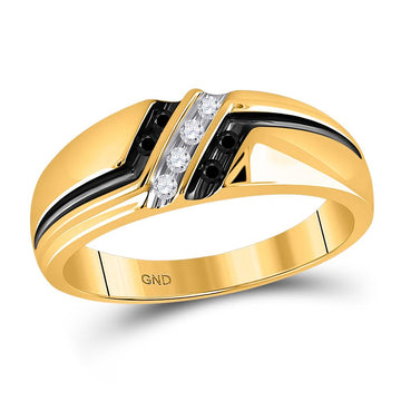10kt Yellow Gold Mens Round Black Color Enhanced Diamond Band Ring 1/5 Cttw