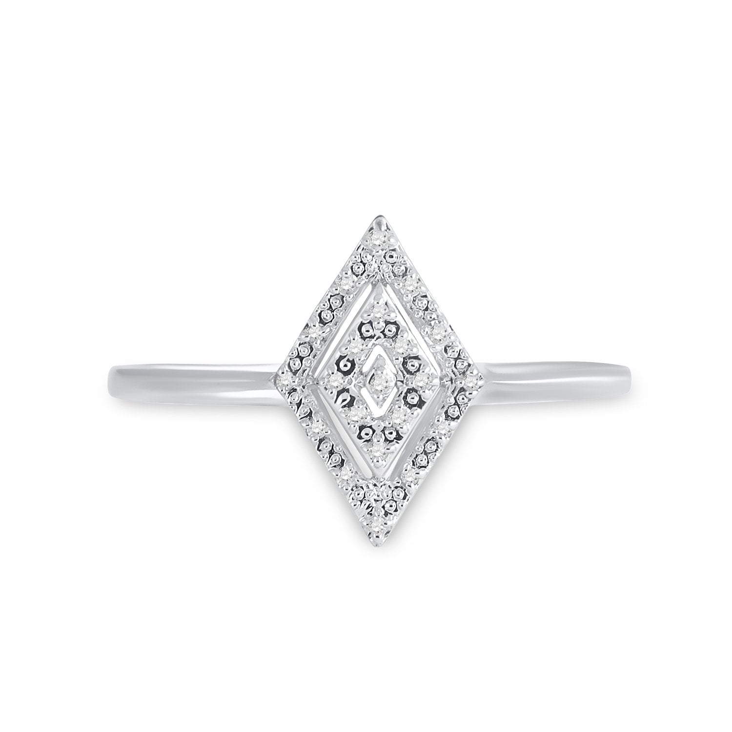 10kt White Gold Womens Round Diamond Geometric Fashion Ring 1/20 Cttw