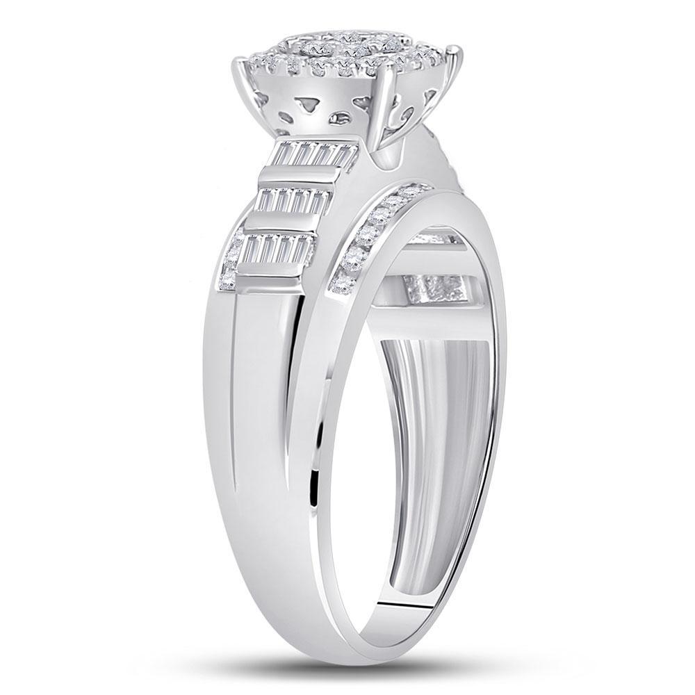 10kt White Gold Round Diamond Cluster Bridal Wedding Engagement Ring 1/2 Cttw