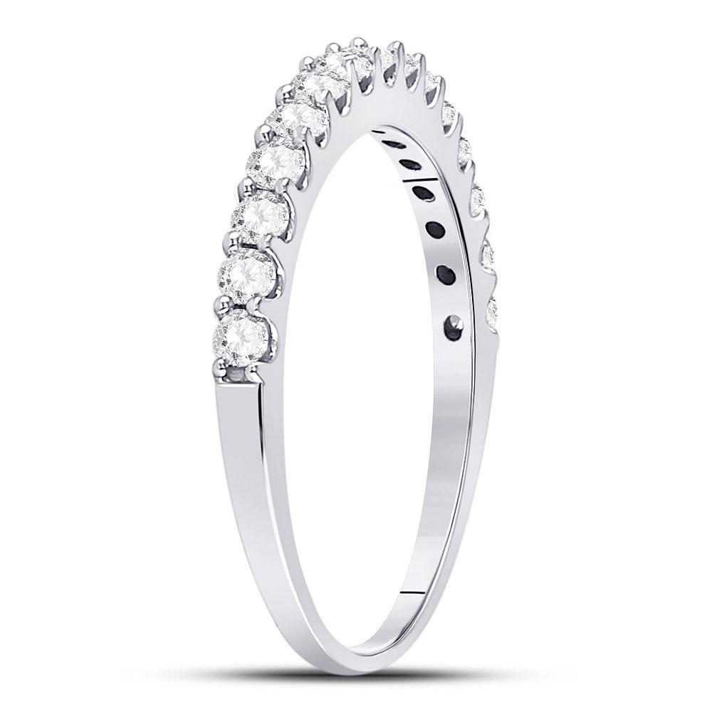 14kt White Gold Womens Round Diamond Wedding Anniversary Band 1/2 Cttw