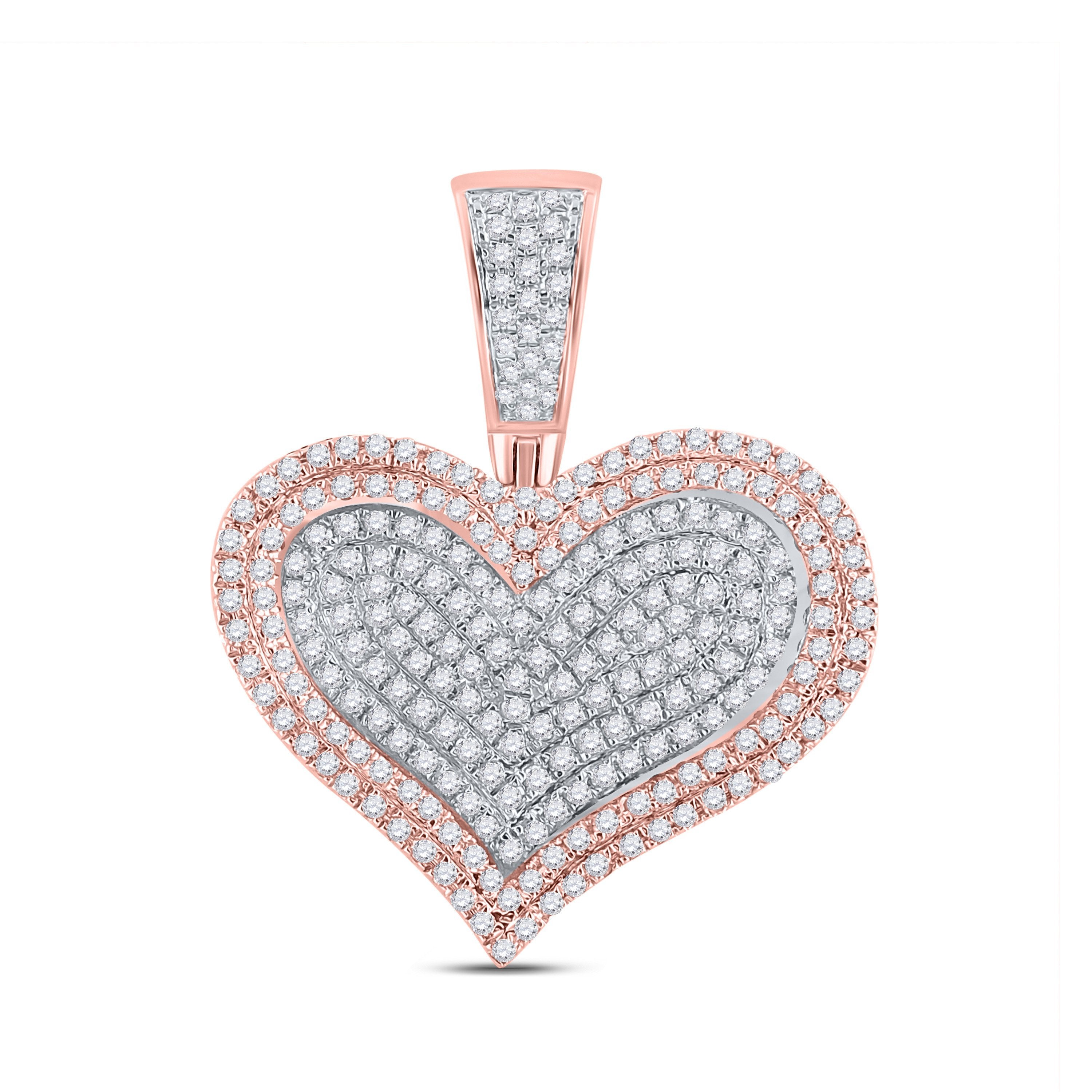 10kt Rose Gold Mens Round Diamond Charm Pendant 3/4 Cttw