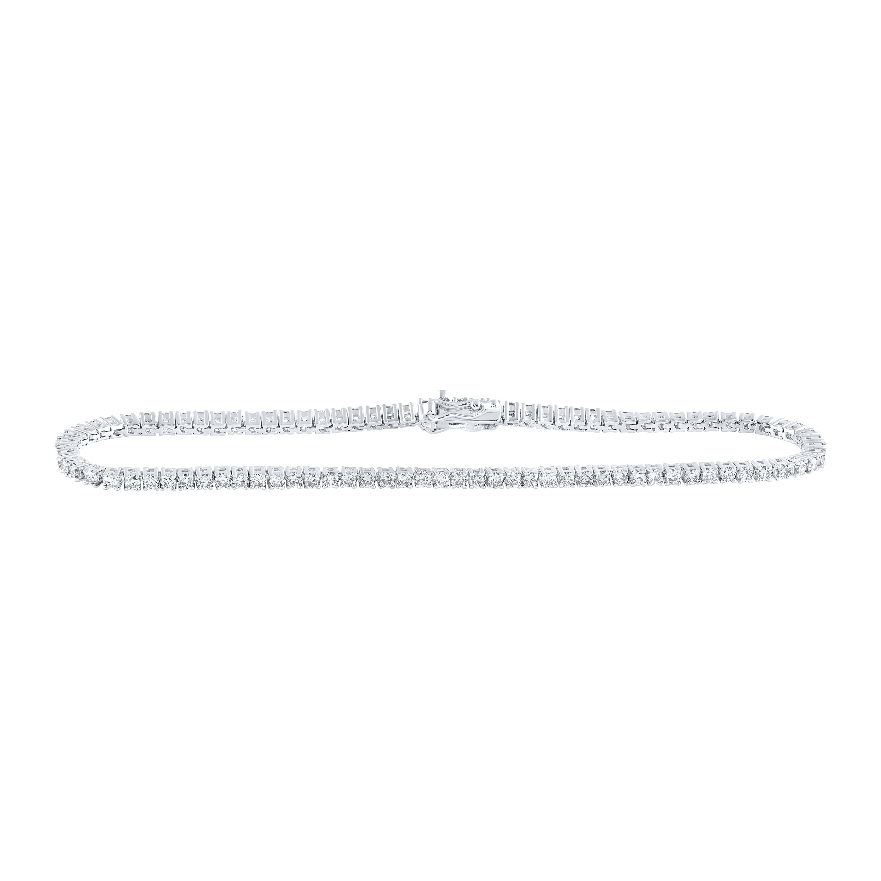 10kt White Gold Womens Round Diamond Fashion Bracelet 2 Cttw