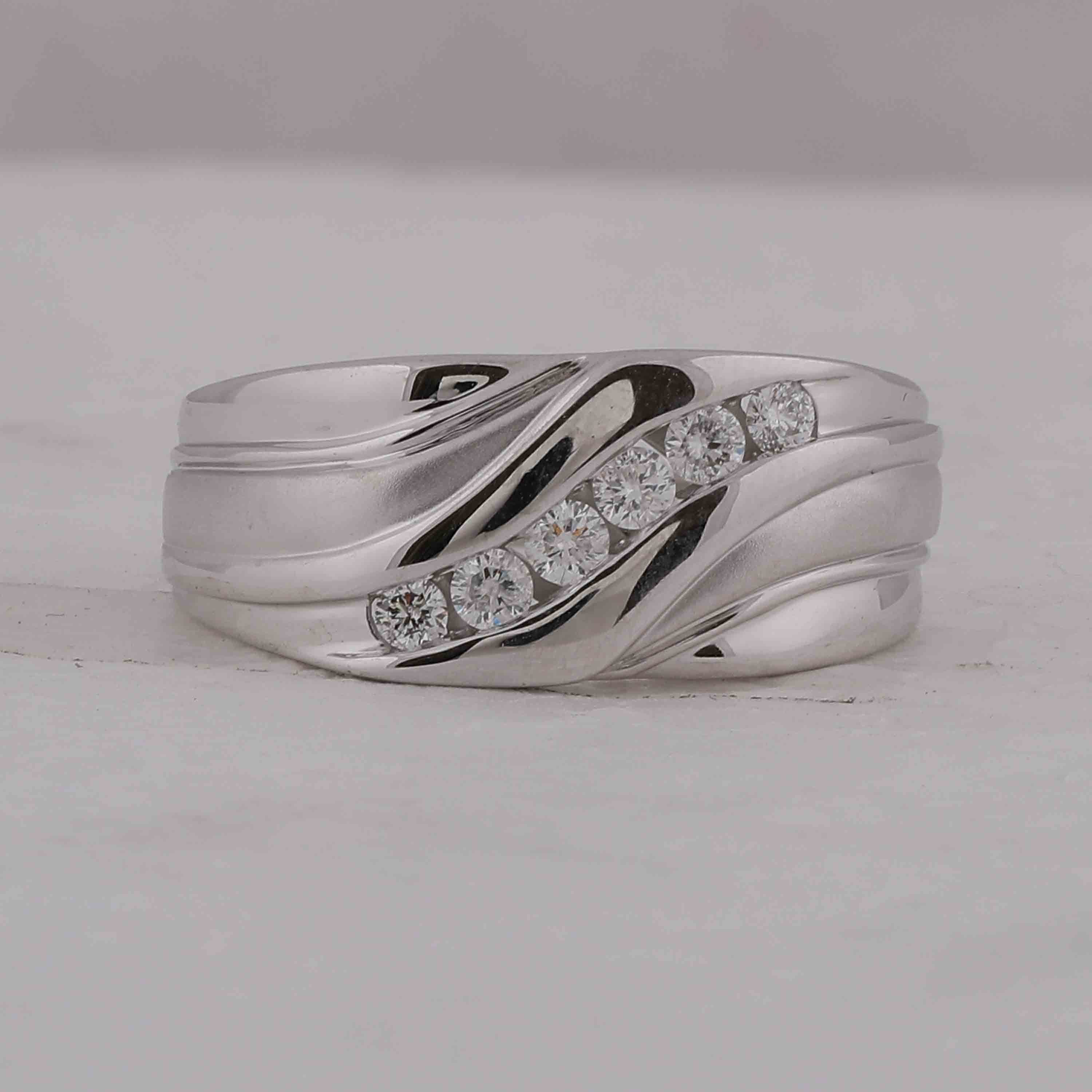 10kt White Gold Mens Round Diamond Wedding Band Ring 1/3 Cttw