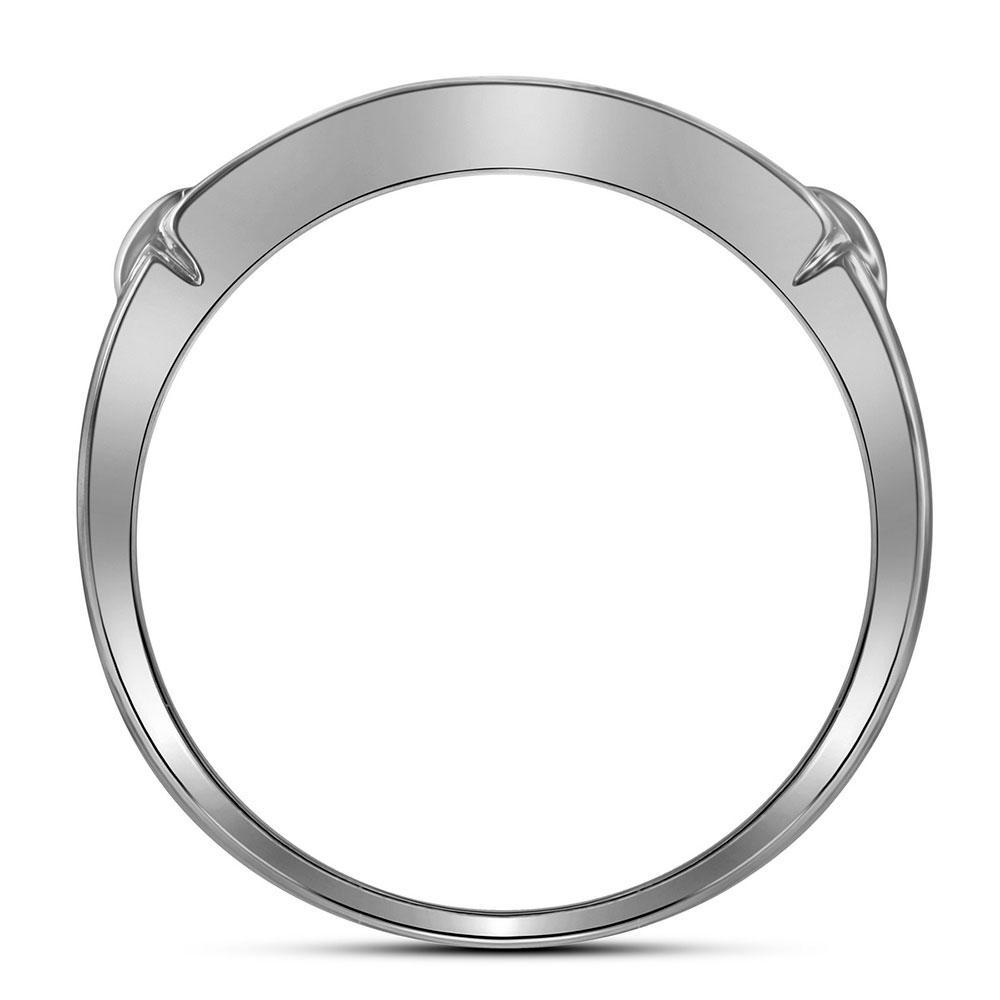10kt White Gold Mens Round Diamond 4-Row Band Ring 1/2 Cttw