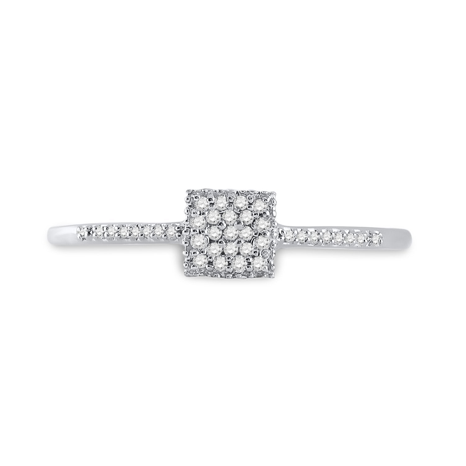 10kt White Gold Womens Round Diamond Square Cluster Ring 1/20 Cttw