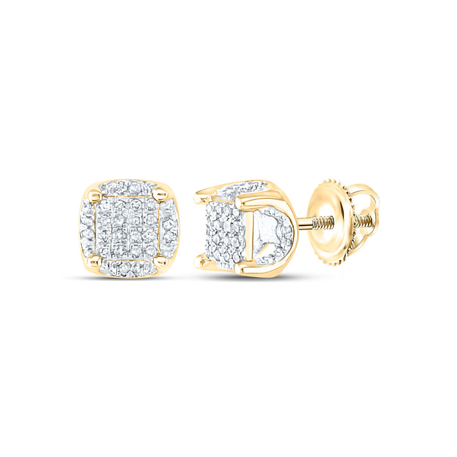 10kt Yellow Gold Round Diamond Cluster Stud Earrings 1/5 Cttw