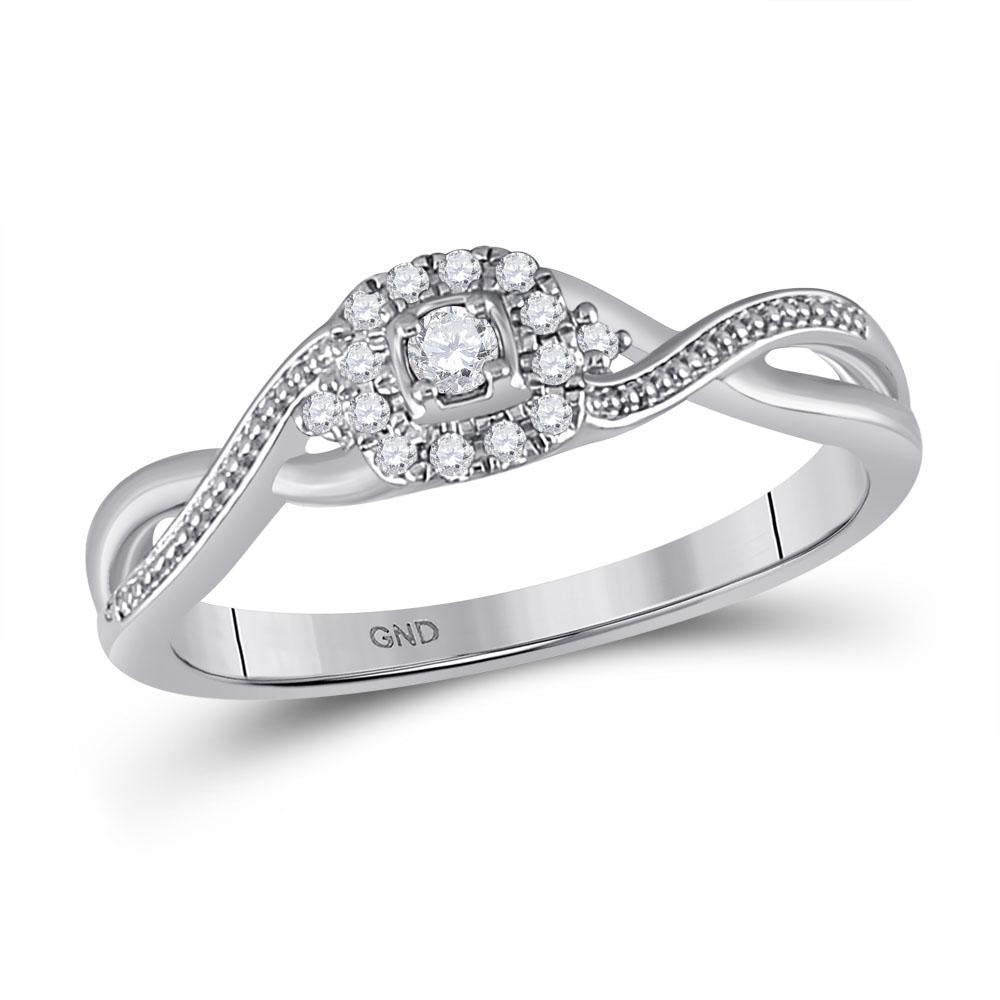 10kt White Gold Womens Round Diamond Round Promise Ring 1/10 Cttw