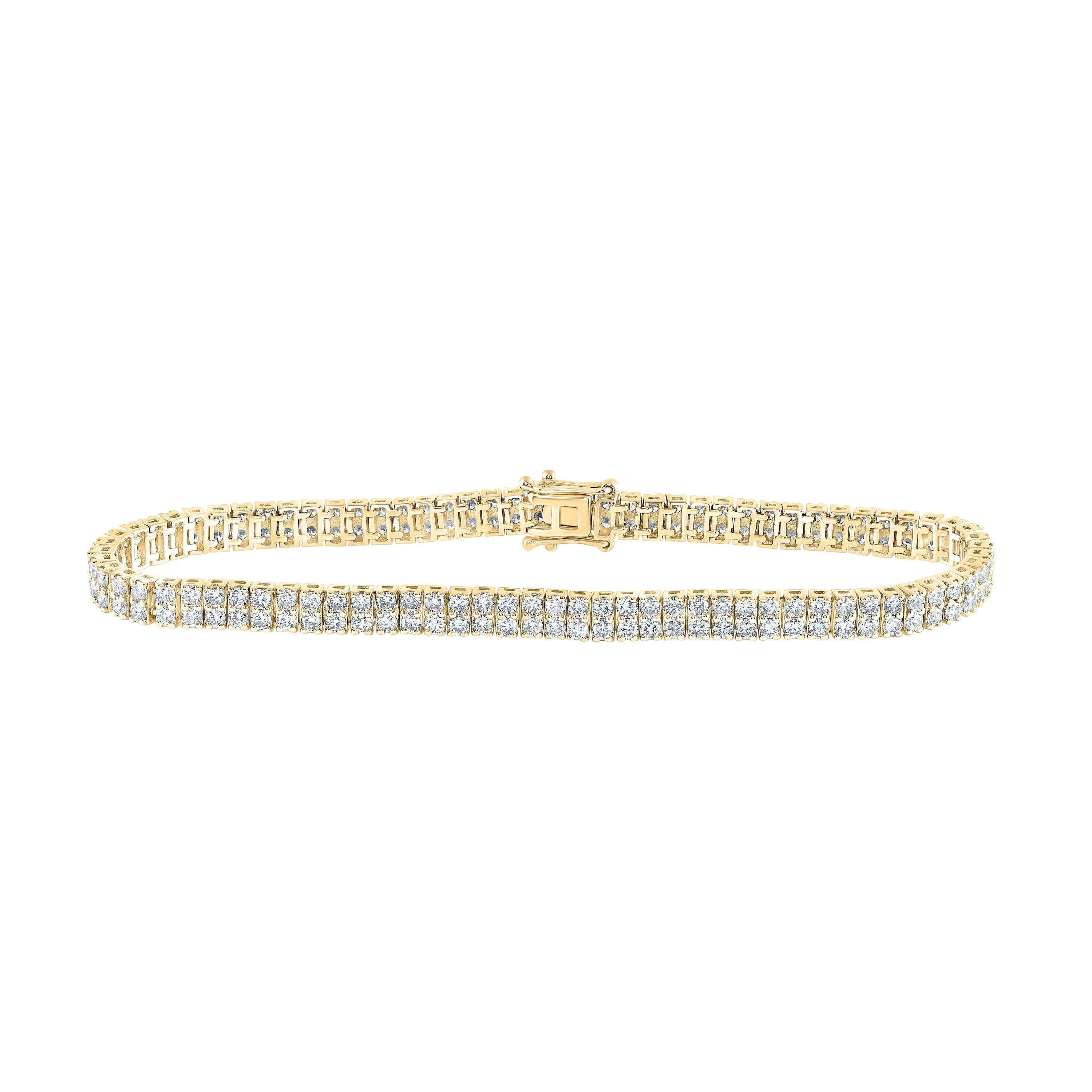 14kt Yellow Gold Womens Round Diamond Double Row Tennis Bracelet 4 Cttw