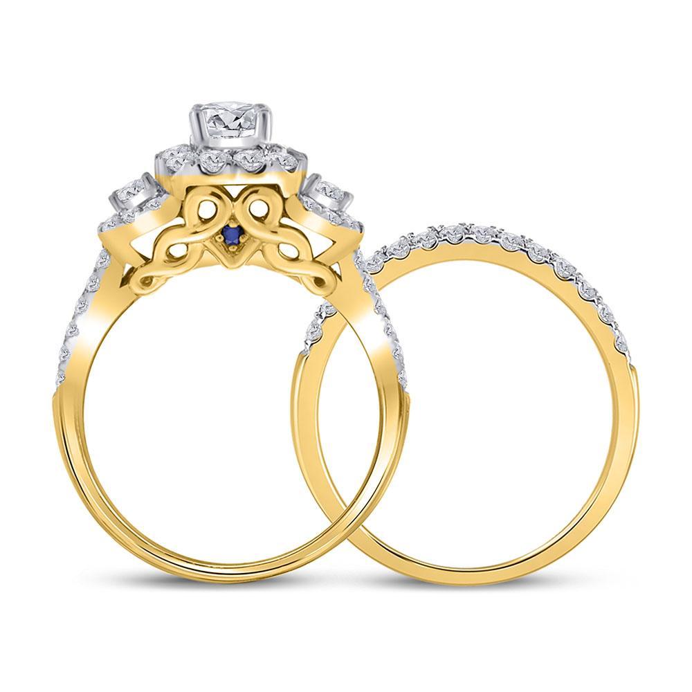 14kt Yellow Gold Round Diamond 3-stone Bridal Wedding Engagement Ring 1-1/2 Cttw