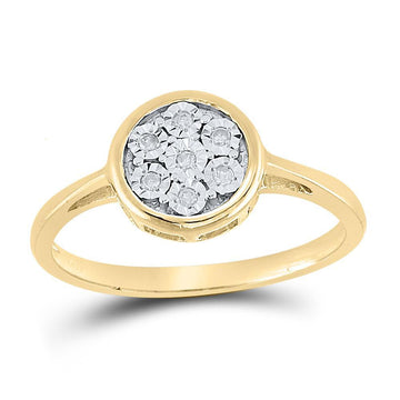 Yellow-tone Sterling Silver Womens Round Diamond Flower Cluster Ring 1/20 Cttw