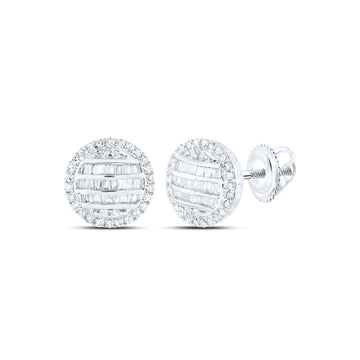10kt White Gold Baguette Diamond Circle Earrings 5/8 Cttw