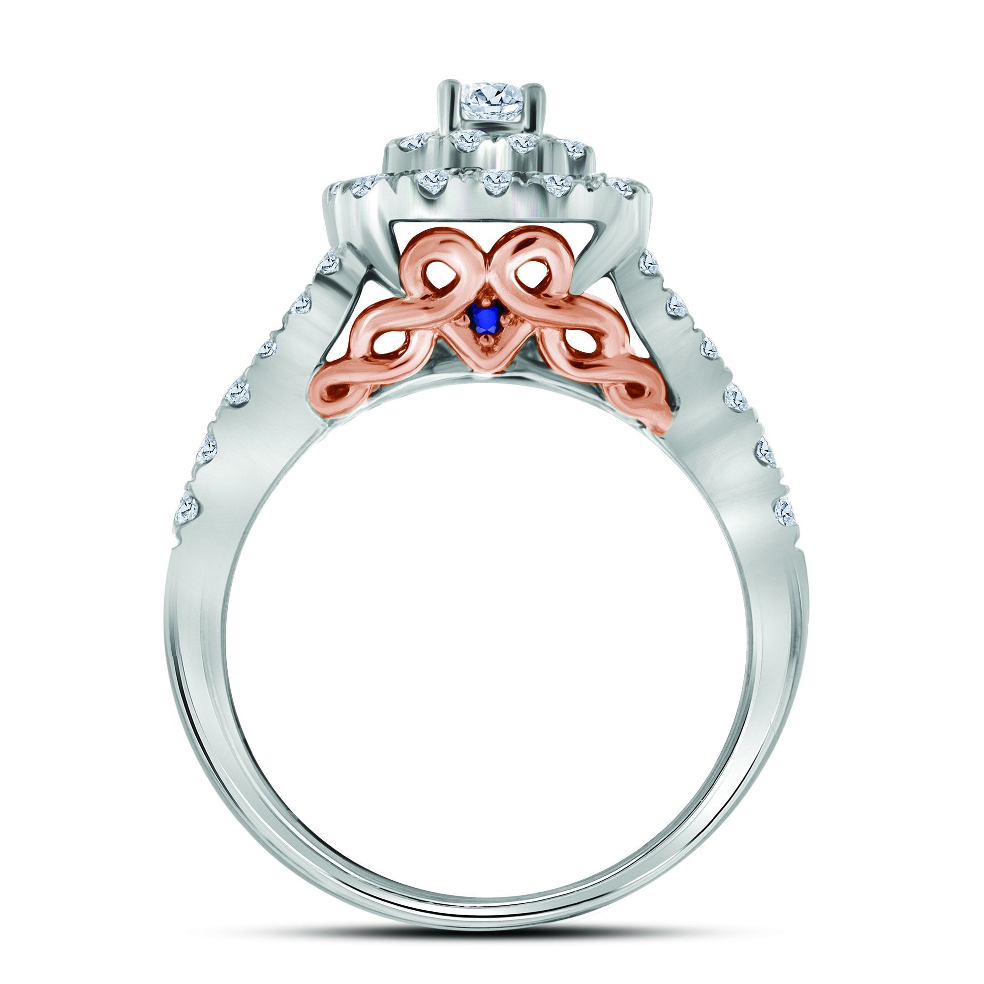 14kt Two-tone Gold Round Diamond Bridal Wedding Ring Band Set 1 Cttw