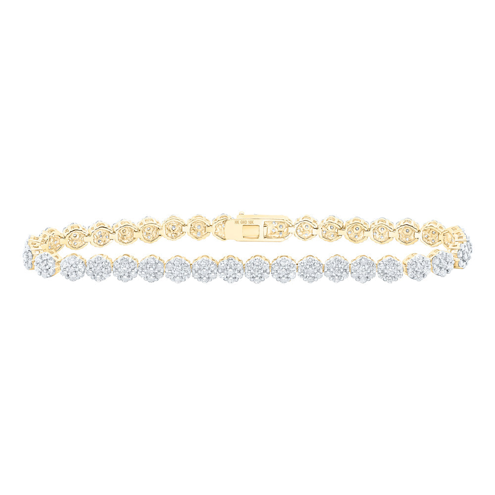 10kt Yellow Gold Womens Round Diamond Fashion Bracelet 4-3/8 Cttw