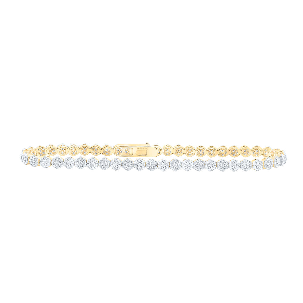 10kt Yellow Gold Womens Round Diamond Fashion Bracelet 2-1/5 Cttw