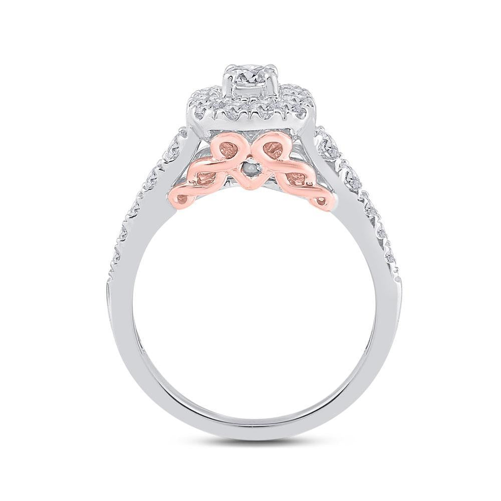 14kt Two-tone Gold Round Diamond Bridal Wedding Ring Band Set 1 Cttw