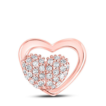 10kt Rose Gold Womens Round Diamond Heart Pendant 1/6 Cttw