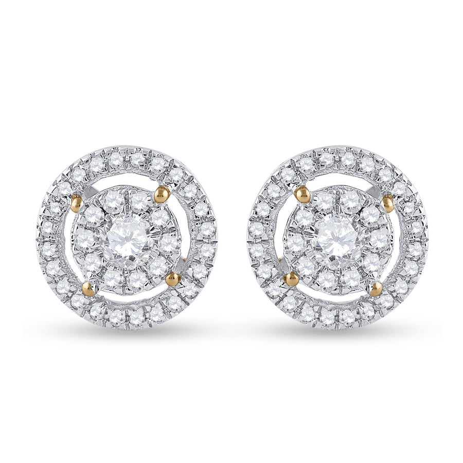 14kt Yellow Gold Womens Round Diamond Cluster Earrings 1/2 Cttw