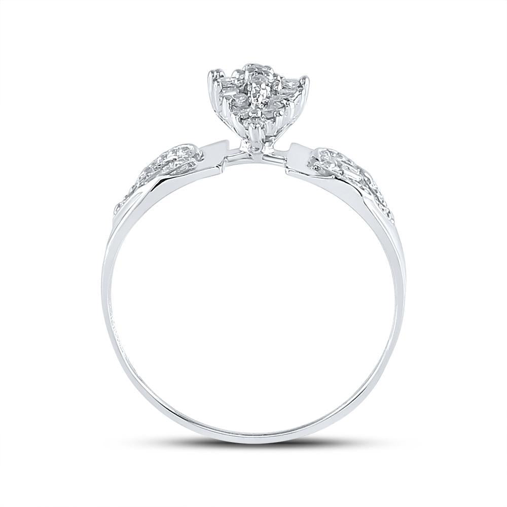 Sterling Silver Womens Round Diamond Heart Mom Cluster Ring 1/8 Cttw